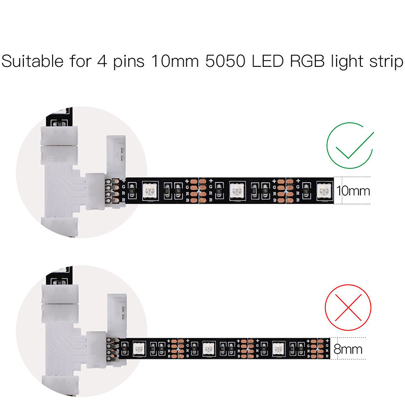T Shape 4 Pin Solderless LED Fast Conector Accessories For Width 10mm RGB LED Strip Lights